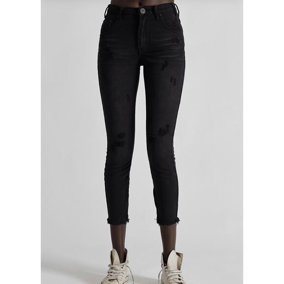 One X One Teaspoon Womens Black Oak High Waist Freebird Zip Ankle Jean 25 NWT - Picture 1 of 16